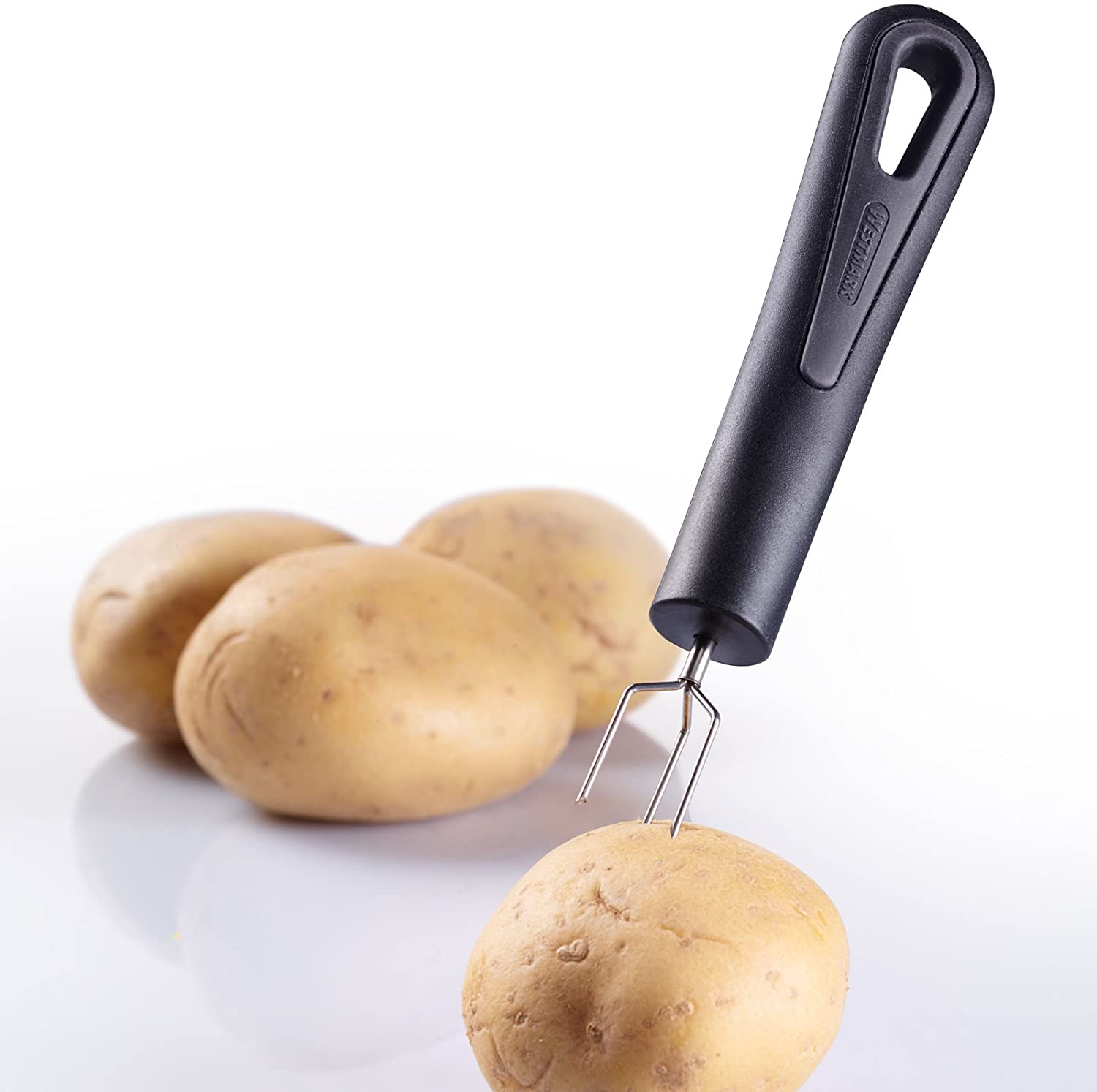 Westmark Potato Fork With 3 Prongs, Length: 15.9 Cm, Stainless Steel/Plastic, Gentle, Black, 28142270, Black/Silver, 15.9 x 2.7 x 2 cm - Image 2