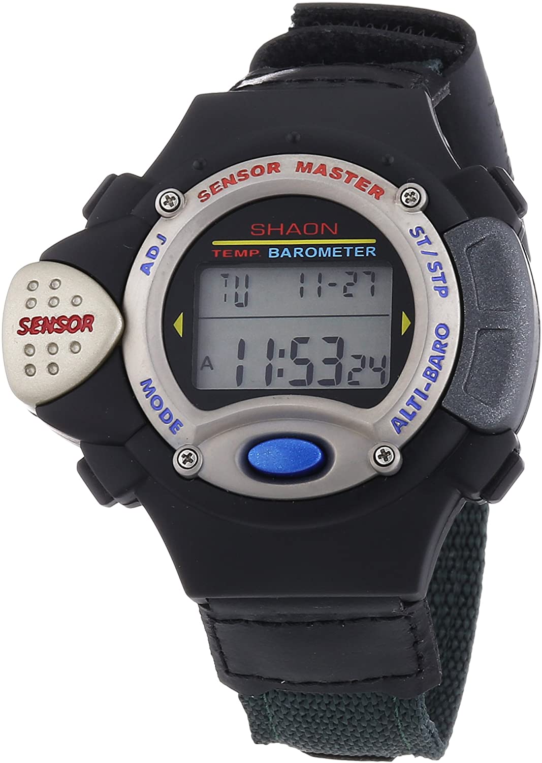 Shaon XL Men's Quartz Watch with Black Dial Digital Display and Fabric Strap 39-6034-44, Grey/Multicolour