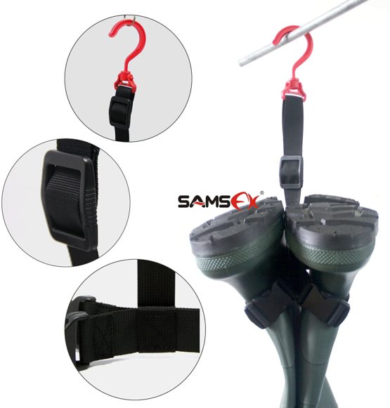 SAMSFX Fishing Wader Boot Hanger Hanging Strap Belt with Metal Hook - Image 3