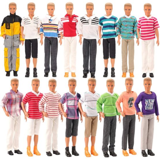 Miunana 8 Clothes Shoes for Doll = 3 Casual Clothes Wear Shirt Outfit+ 3 Pants +2 Shoes for Boy Doll Random Style Xmas Gift - Image 2