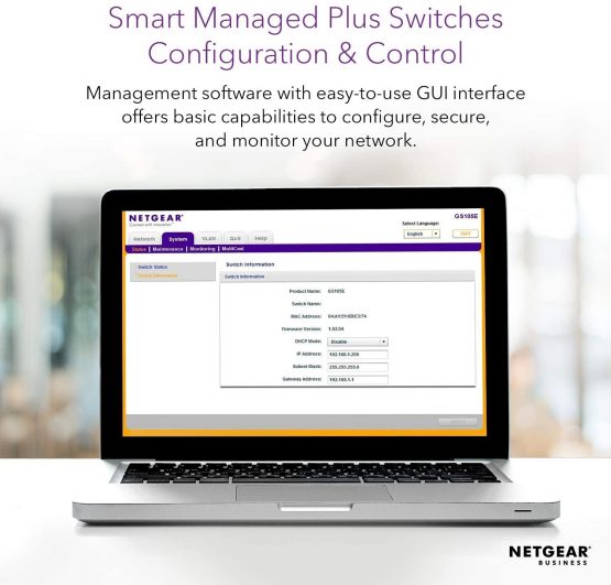 NETGEAR 8-Port Gigabit Ethernet Smart Managed Plus Switch (GS908E) - Desktop Housing with Integrated Cable Management, 2 x USB Charging Ports, and Fanless Design for Quiet Operation - Image 3