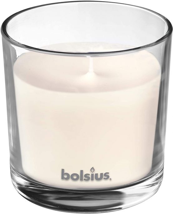BOLSIUS Large Glass Scented Candle Pure Romance, Wax, White - Image 4