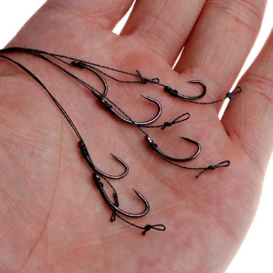 NEWSHOT 6 X Hair Rigs Barbless Size 6 8 10 Curved Hook Carp/Coarse Fishing Hair Rigs 12lb Braid - Image 2