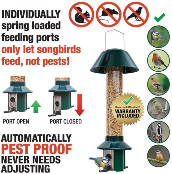 Squirrel Proof Wild Bird Feeder - Roamwild PestOff (Mixed Seed / Sunflower Heart Feeder) - Image 2