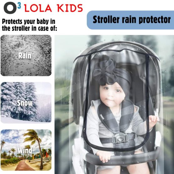 O³ Rain Cover for Pram - Buggy - Pushchair – with 2 Additional Hooks | Stroller Rain Cover - Buggy Rain Cover Universal – Protects from Rain, Wind, Snow - Image 2