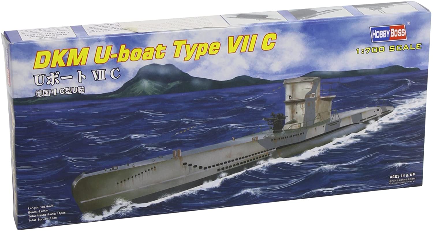 Hobbyboss 87009 "DKM U Boat Type VII C Plastic Model Kit, 1:700 Scale, Navy