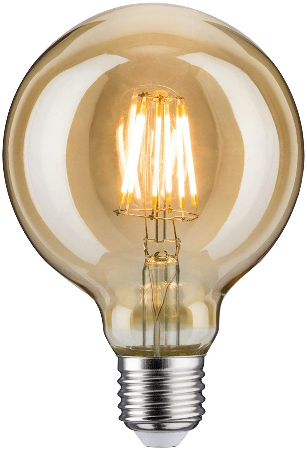 Paulmann 28521 LED Vintage Globe G95 Retro Light Bulb 6 Watt Dimmable Filament E27 Base Filament Gold 1,700 K Gold Light 500 Lumen