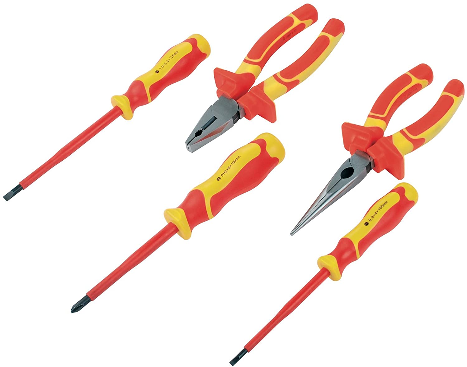 Mannesmann M10610 Pliers and Screwdriver Set 5-Piece, Multicolor