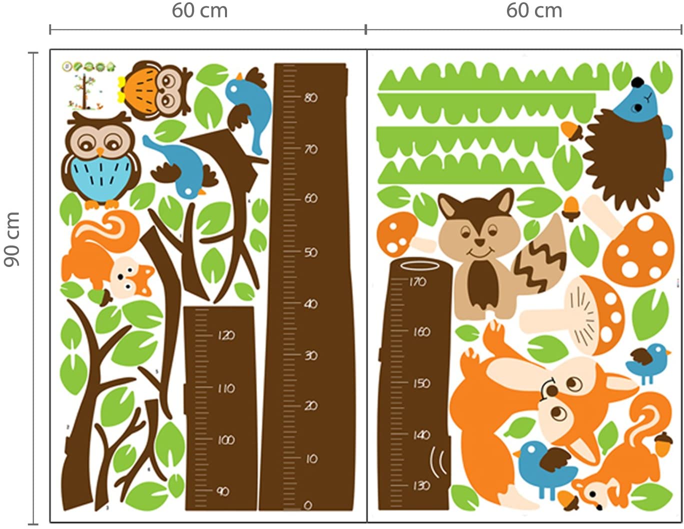 WALPLUS Fox Tree Height Measure Wall Stickers: Removable Kids Room Decor, Nursery Art, Animal Decals - Image 4