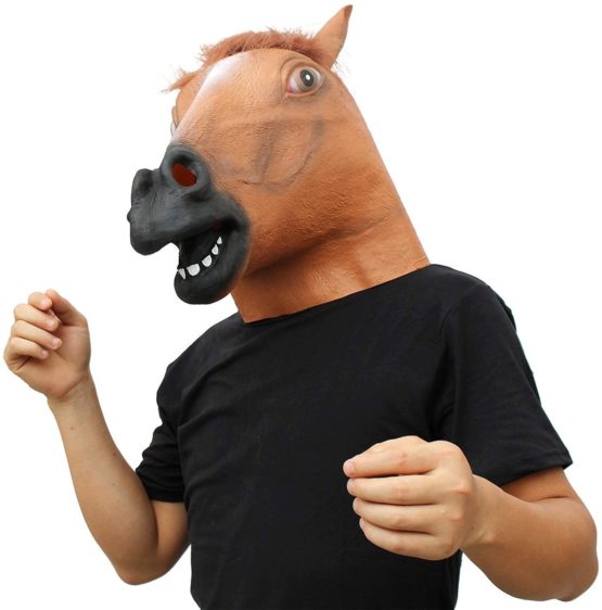 CreepyParty Horse Mask Realistic Animal Full Head Latex Mask for Halloween Carnival Costume Party