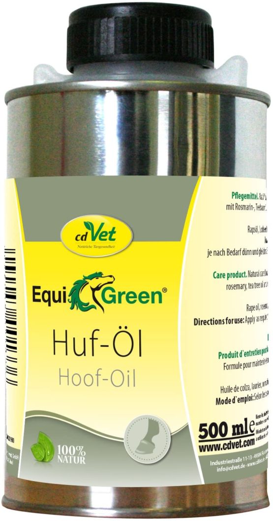cdVet Naturprodukte EquiGreen Hoof Oil 500 ml - Horses - to improve the hoof structure - nourishes the hoof horn elastic and healthy - hoof growth - long-lasting shine -