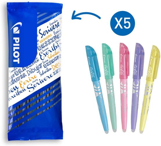 Pilot Frixion Erasable Highlighters Pastels - Blue/Green/Pink/Purple/Yellow (Pack of 5)