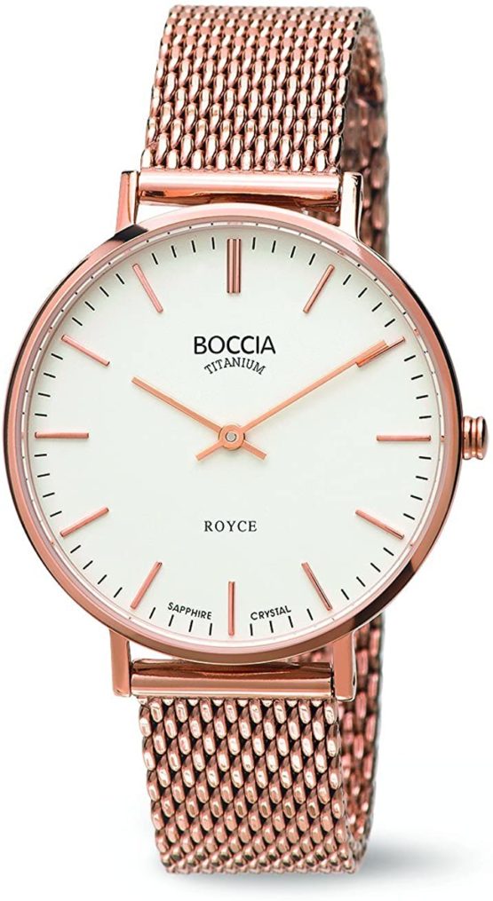 Boccia Women’s Quartz Watch with White Dial Analogue Display and Rose