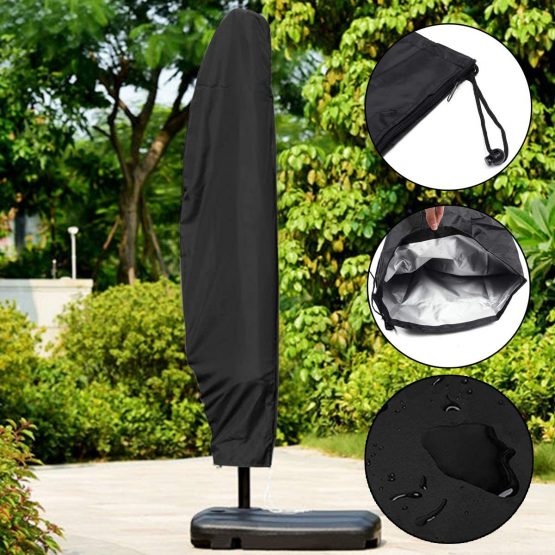 GEMITTO Protective Parasol Cover with Rod, Cantilever Parasol Cover Waterproof, Outdoor Umbrella Cover Weatherproof UV-Anti Wind Snow Proof for 2-4 m Cantilever/ Straight Parasol 280x30x81/46cm - Image 2