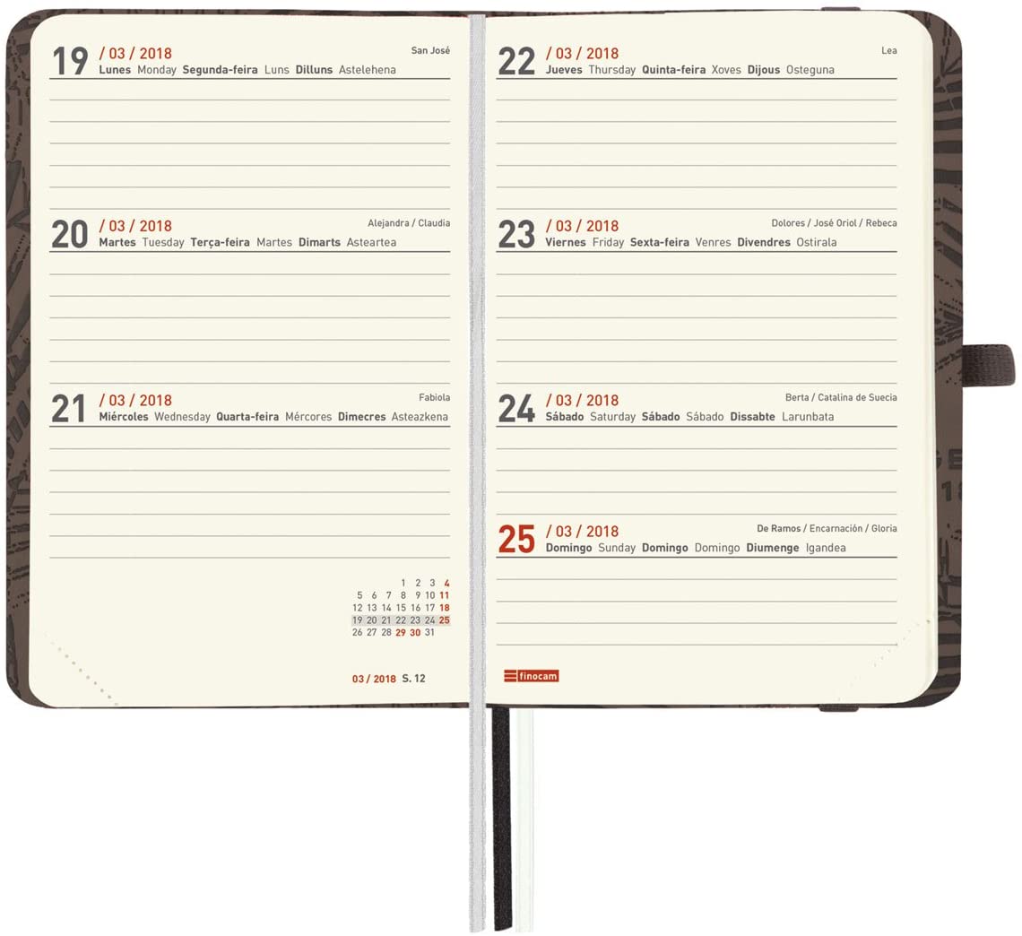 Finocam Design ? Agenda 2018, Week View Landscape, Kentia Design [English not Spanish 82 x 127 mm, 80 g/m² - Image 3