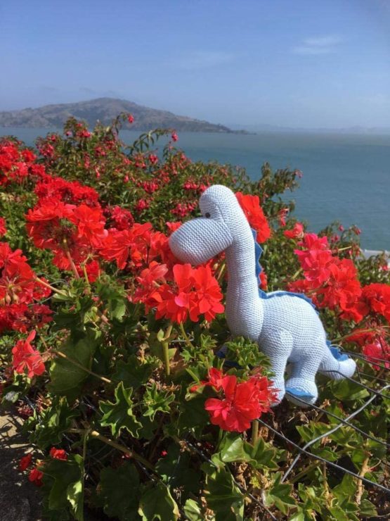 Best Years Knitted Diplodocus Dinosaur Baby Rattle - Image 3