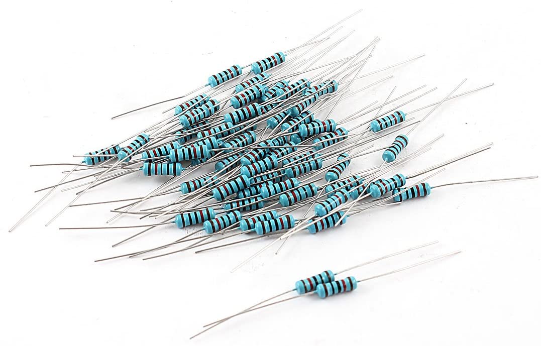 Sourcingmap Axial Lead Through Hole 1/2W 1% 120 Ohm Metal Film Resistor 60 Pcs, Blue, Brown, Black, Red