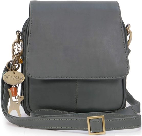 Catwalk Collection Handbags - Women's Leather Cross Body Shoulder Bag - Organiser Messenger with Long Adjustable Strap - TEAGAN