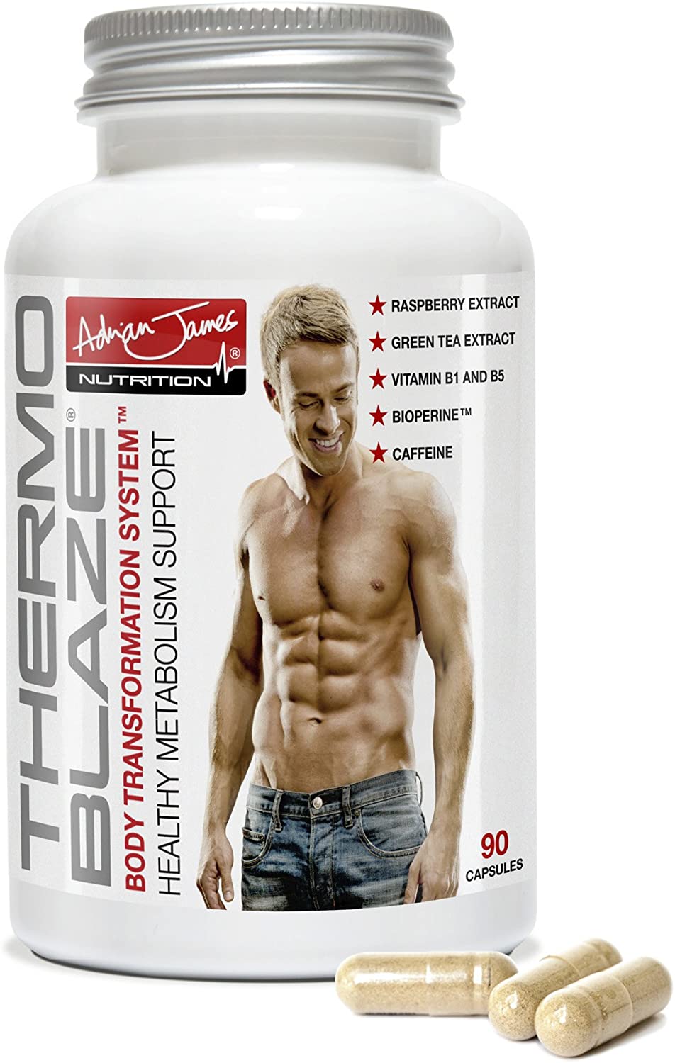 Adrian James Nutrition - Thermoblaze Fat Burners for Men & Women, Weight Loss Diet Pills & Appetite Suppressants, 90 Capsules
