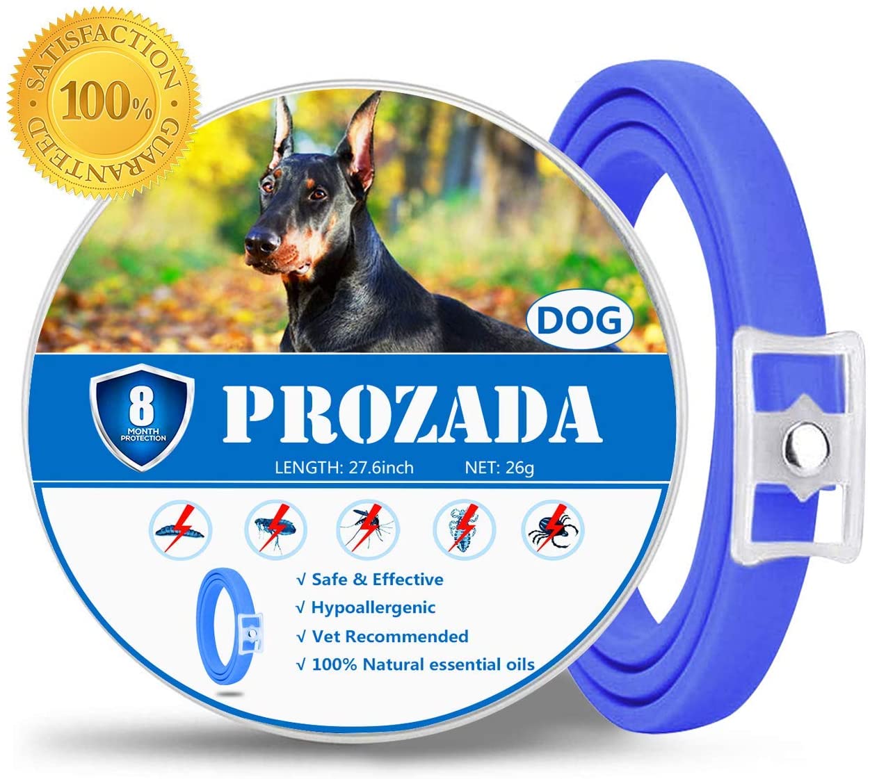 PROZADALAN Flea and Tick Collar for Dog Waterproof, 8 Month