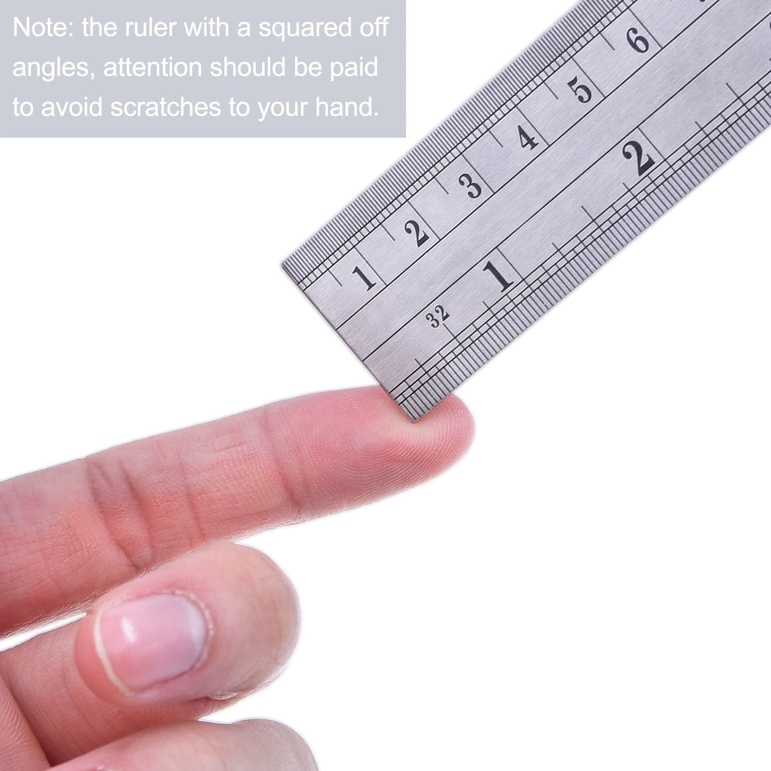 Stainless Steel Ruler 12 Inch and 6 Inch Metal Rule Kit with Conversion Table, silver, 12 Inch, 6 Inch - Image 4