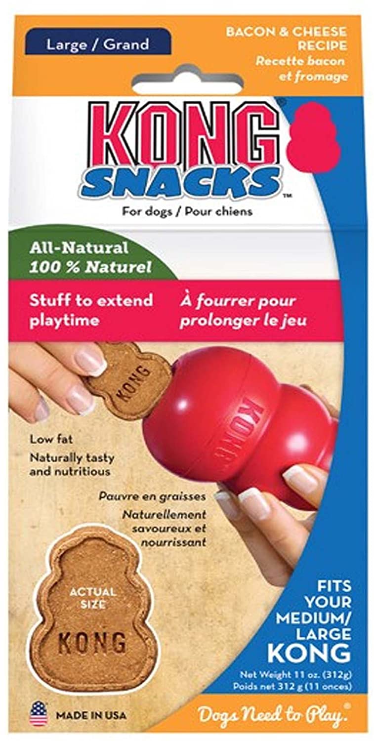 KONG Snacks - All Natural Dog Biscuit Treats - Bacon & Cheese Flavour, For Large KONG Toys, multi, 312 g (Pack of 1)