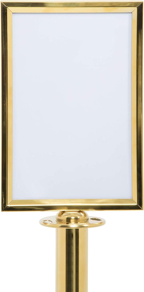 Securit A4 Portrait Barrier Post Top Sign Holder - Gold