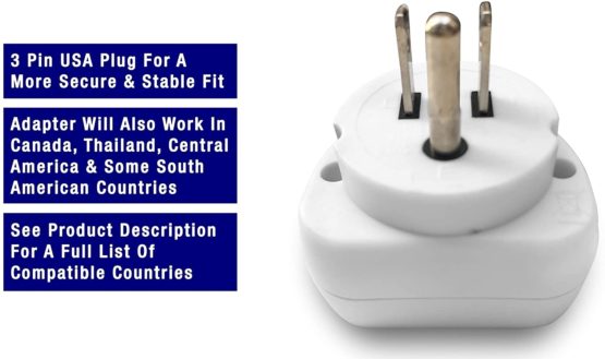 ampTECH UK to USA Plug Adaptor. 1 Pack Travel Socket Converter Adapter for US Canada Jamaica Thailand Mexico Central America & Some South American Countries Type B, 1 Pack - Image 3