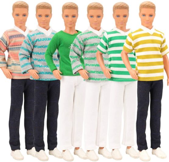 Miunana 8 Clothes Shoes for Doll = 3 Casual Clothes Wear Shirt Outfit+ 3 Pants +2 Shoes for Boy Doll Random Style Xmas Gift - Image 3