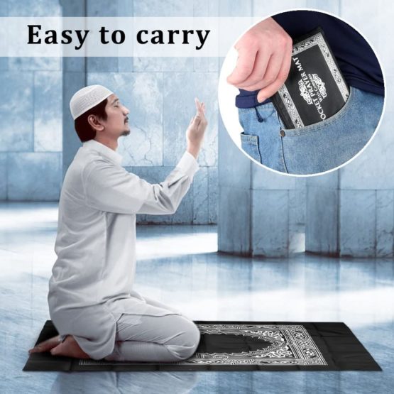 Hitopin Portable Travel Prayer Mat with Compass Pocket Sized Carry Bag and Attached Compass Praying Rug Portable Nylon Waterproof Easy Praying Mat 60 * 100cm - Image 2
