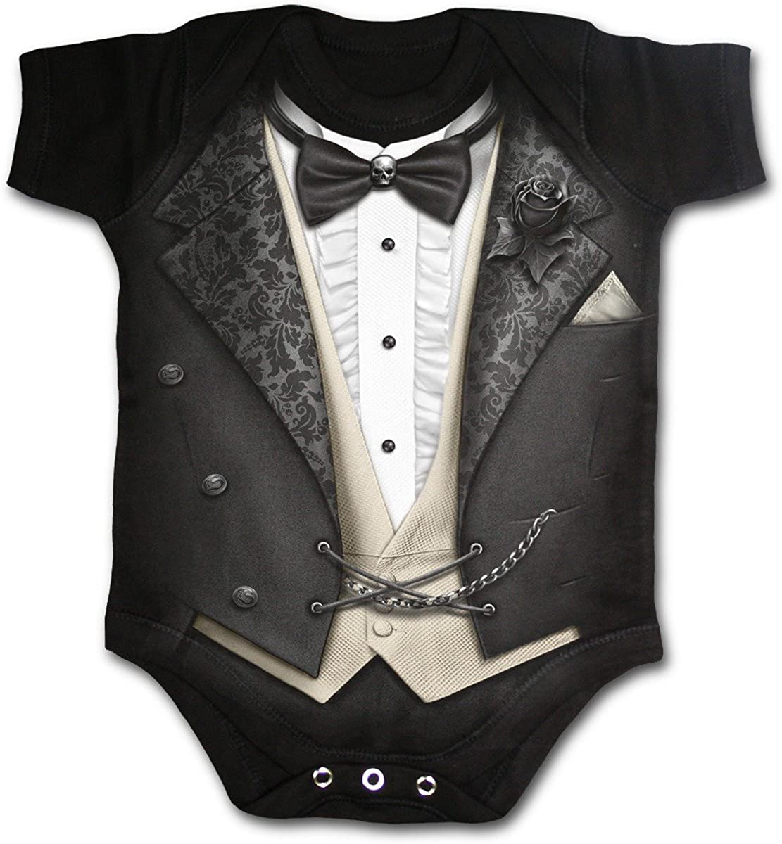Spiral - TUXED - Baby Grows Blk - XS, Black