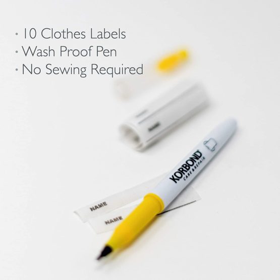 Korbond Laundry Marker Plus 10 Iron 0.8mm Tip Pen-Set for Labelling Clothes and Uniforms, Black, 0.5mm - Image 3
