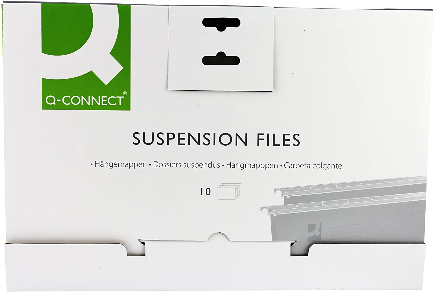 Q-Connect Tabbed Foolscap Suspension File (Pack of 10), green - Packaging may vary