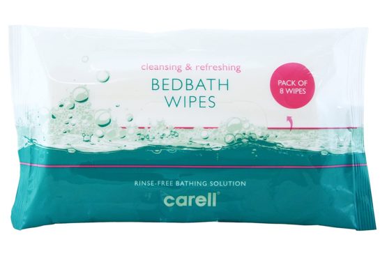Carell CBB8 Bed Bath Wipes - Easy to use, Containing Aloe Vera - Dermotologically Tested, Alcohol-Free - Pack of 8 Wipes