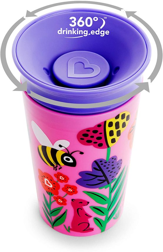 Munchkin Miracle 360 WildLove Sippy Cup, 9 oz / 266 ml, 2 Pack, Bee/Lemur - Image 3