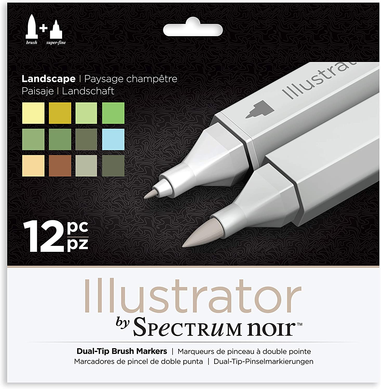 Spectrum Noir Illustrator Alcohol Dual Nib Marker Pens, Landscape, Pack of 12, 19 x 18.4 x 2.1 cm, 1 count (Pack of 12)