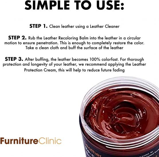 Furniture Clinic Leather Recolouring Balm - Leather Color Restorer for Furniture, Leather Color Repair for Faded & Scratched Sofas, Cars, Shoes and Clothing - 21 Colors for Leather Upholstery (Dark Brown) - Image 2
