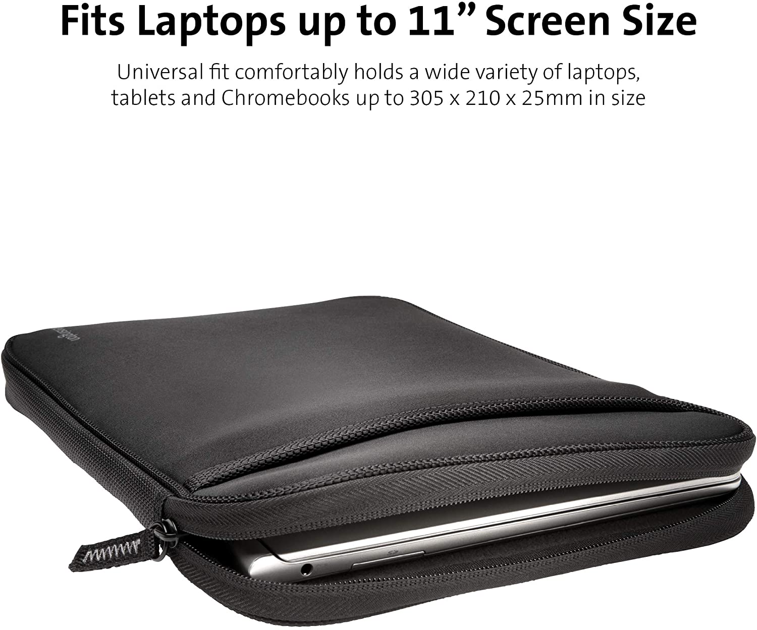 Kensington Universal notebook sleeve for Laptops up to 11.6", Black, Sleeve up to 11 Inch - Image 2
