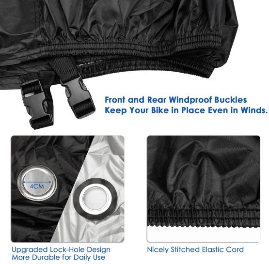 Favoto Waterproof Motorcycle Cover XXL Motorbike Cover 245cm long UV Scratch Bird Droppings Heat-Resistant Outdoor Protection Black 96.5x41x50 inch - Image 4