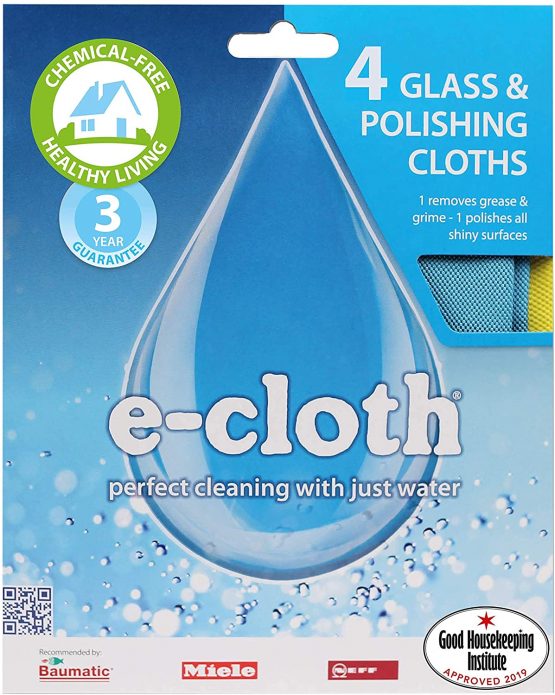 E-Cloth Glass & Polishing Microfibre Cleaning Cloth, 300 Wash Guarantee, Reusable, Assorted Colors, 4 Pack - Image 2