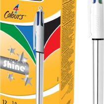 BIC 4 Colours Shine Retractable Ballpoint Pen Black/Blue/Red/Green (Pack of 12
