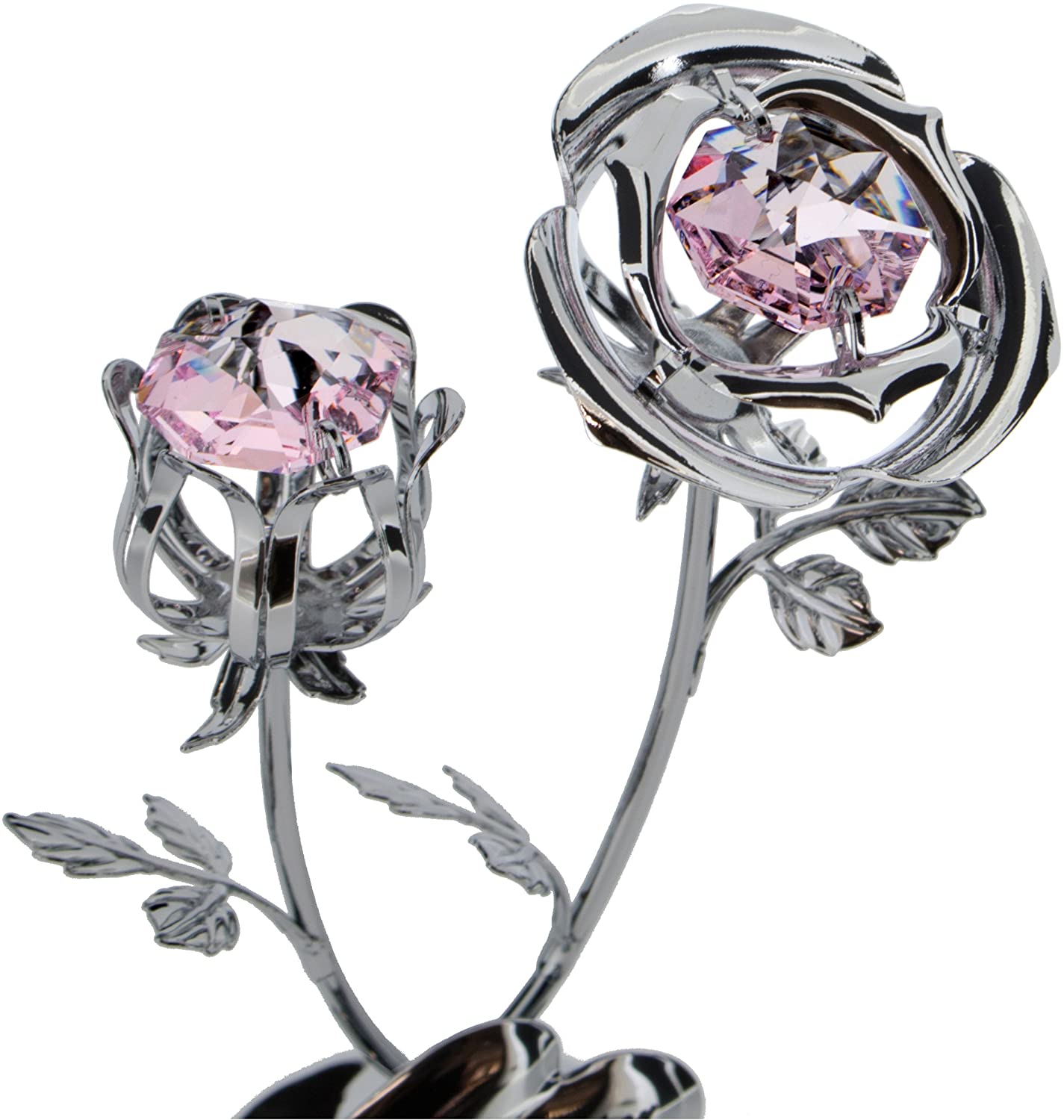 Crystocraft Chrome Plated Rose & Rose Bud Ornament. (Special Mum) - Image 3