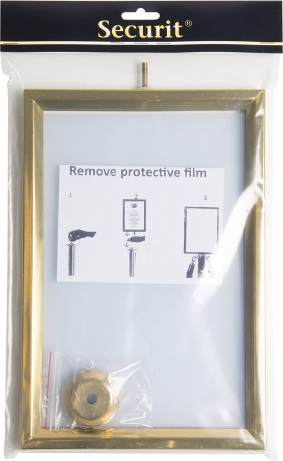 Securit A4 Portrait Barrier Post Top Sign Holder - Gold - Image 4