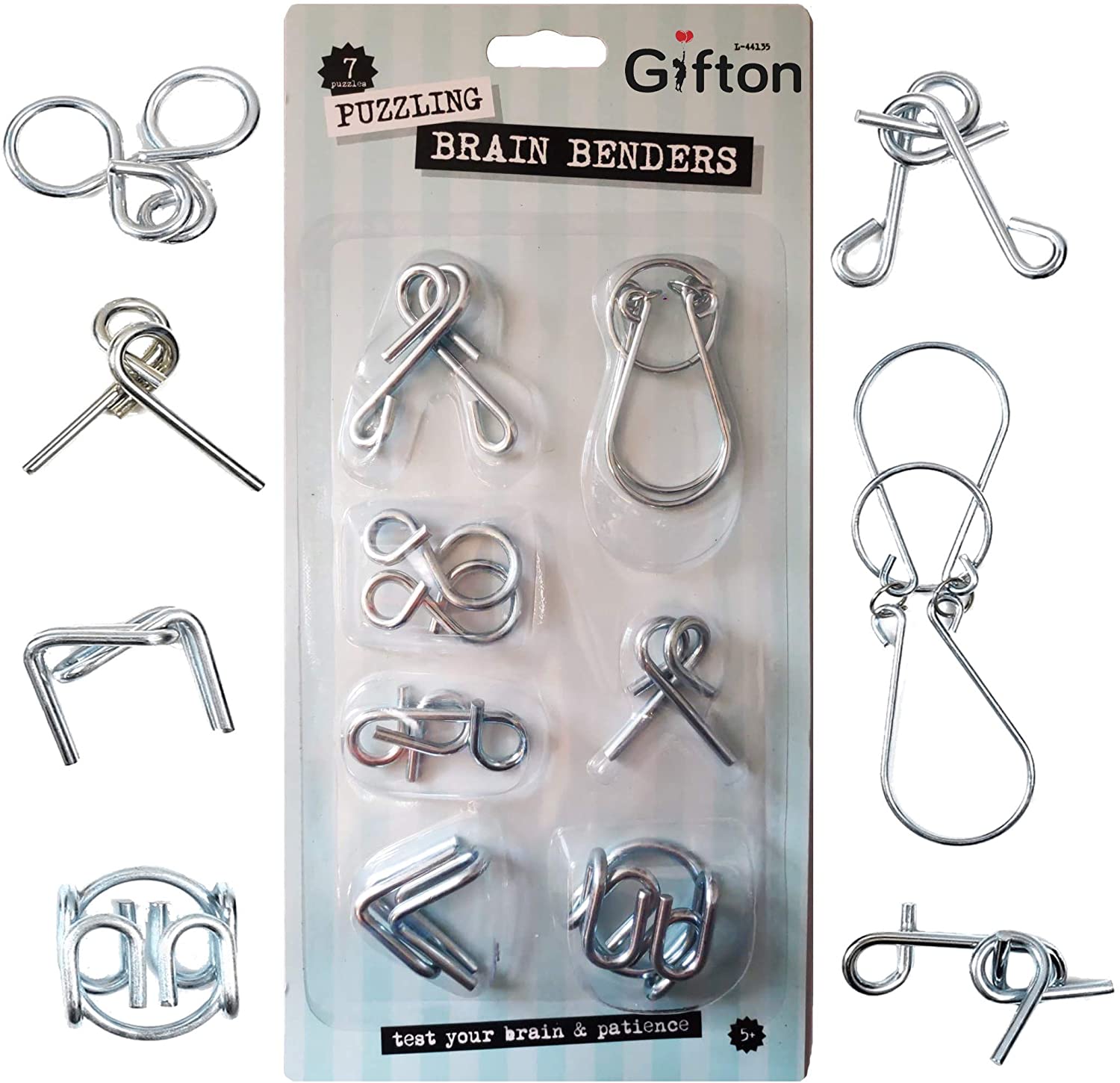 Gifton, Metal Brain Teaser Wire Jigsaw Puzzle, Mind IQ Test Game, Gift for Teen Boy Girl Men Women Adult Birthday Present