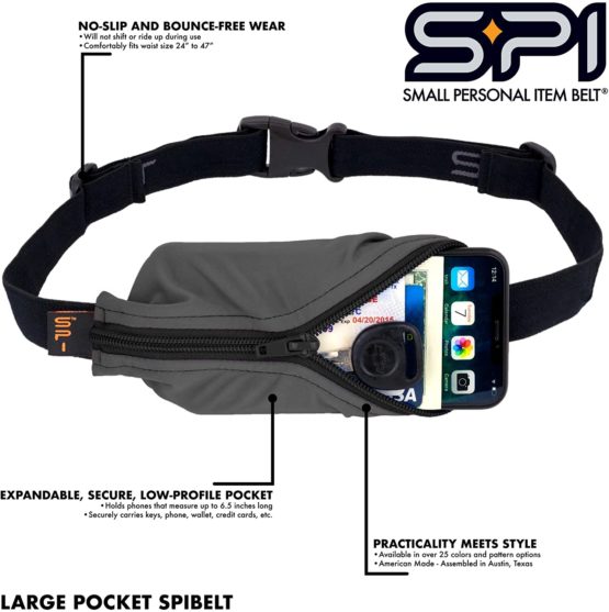 SPIbelt Running Belt Large Pocket, No-Bounce Bum Bag for Runners, iPhone 6 7 8-Plus X Athletes and Adventurers (Rave with Black Zipper, 25" Through 47") - Image 3