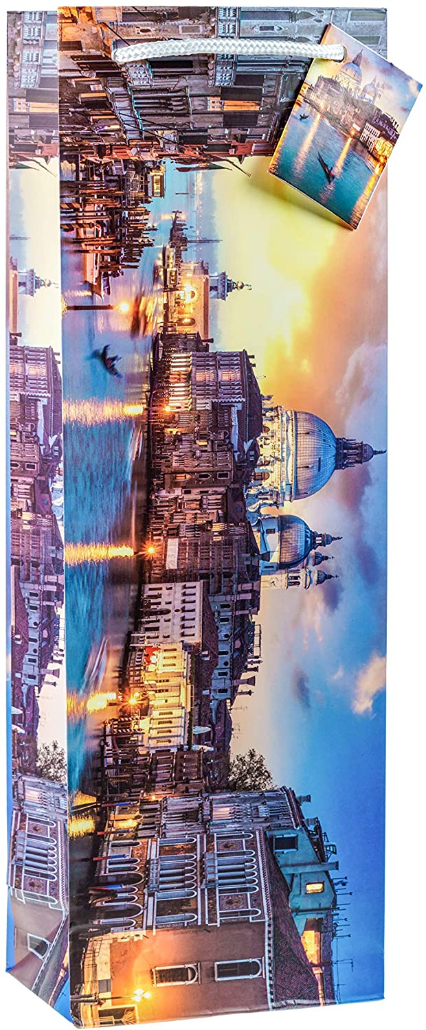 TSI 82280 gift bags Tuscany & Venice, Pack of 12, size: bottle large (14 x 4,5 x 3 inch), Motif Tuscany & Venice, 1 count (Pack of 12) - Image 2