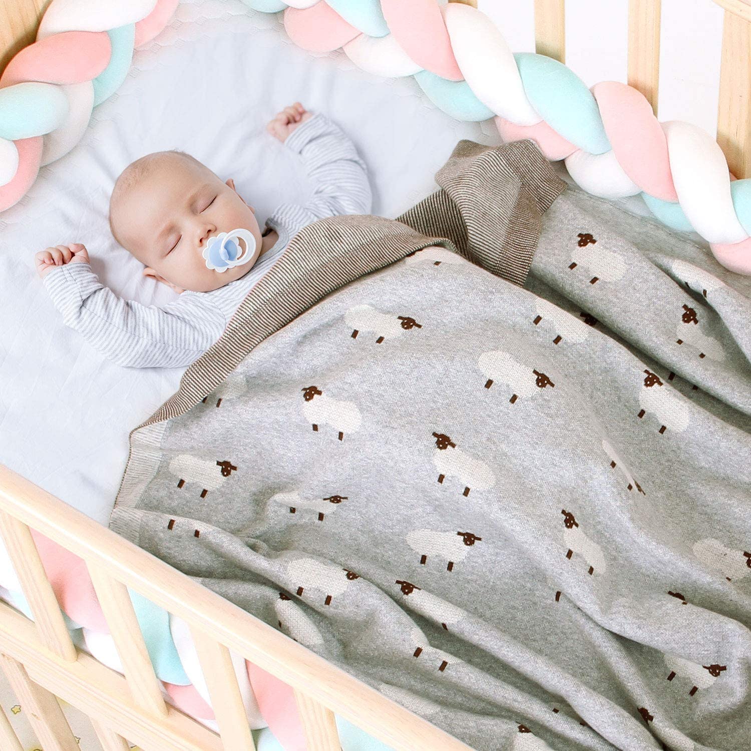 mimixiong Baby Blanket for Newborn, 100% Cotton Knit Double Layer Soft Baby Blankets Baby Gift - Image 3