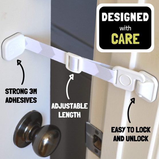 Door Buddy Adjustable Door Strap & Latch. Easy Way To Dog Proof Litter Box No More Pet Gates Or Cat Doors. Convenient Cat & Adult Entry. No Tools Installation. Stop Dog Eating Cat Poop Today! (Grey) - Image 2