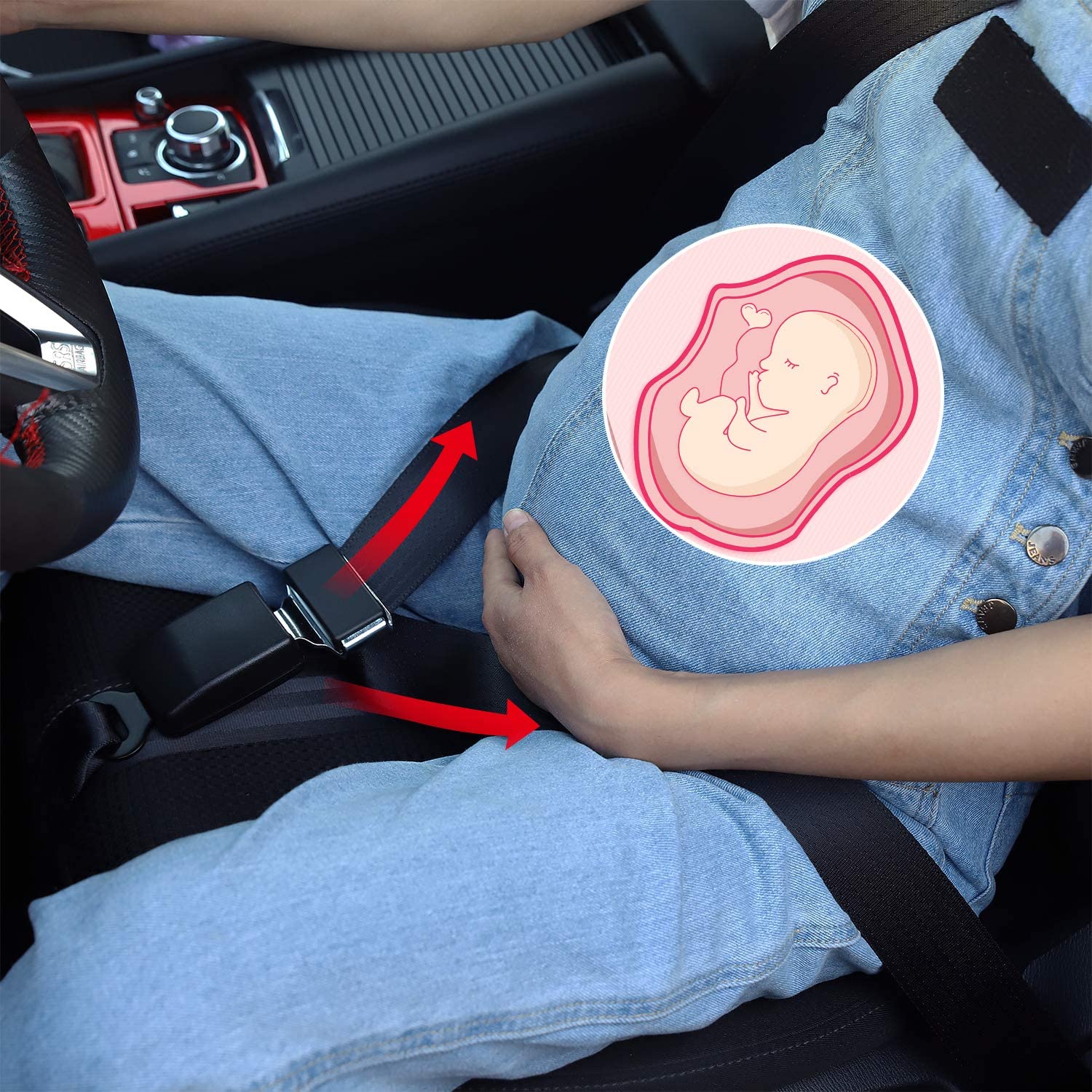 Crenze Maternity Seat Belt Adjuster, Pregnant Car Bump Belt Protection Pregnant Moms Belly