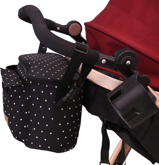 Buggy Bag Stroller Organizer Bag for Mom, Pram Bag with Zipper, Large Storage Space Buggy Organizer for Toys, Diapers, Drinking, Bottles, Cell Phones and Other Baby Items(Black Point) - Image 4